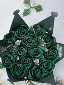 1/3/5 Rolls Of 4cm Wide Dark Green Satin Ribbon Bow Hair Accessories For Making Cake Baking Bundles Suitable For Balloon Decoration, Gift Ribbon Bundling, Christmas Window Decoration Ribbon, Background Props Decoration Ribbon