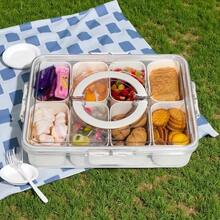 Divided Serving Tray With Lid And Handle,8 Compartments Snacks Box,Snack Fruit And Veggie Tray,Portable Platter For Candy Fruits Nuts Snack Party Entertaining Picnic - Fruit tray - View 1