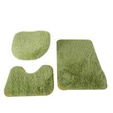 Bathroom Rug Set Of 3, Bath Toilet Mats Set, Bathroom Rugs Super Soft Toilet Seat, Anti Slip Backing Toilet Mat U-Shaped Contour Toilet Rug Bathmat And Toilet Lid Cover - màu xanh lá - Xem 8