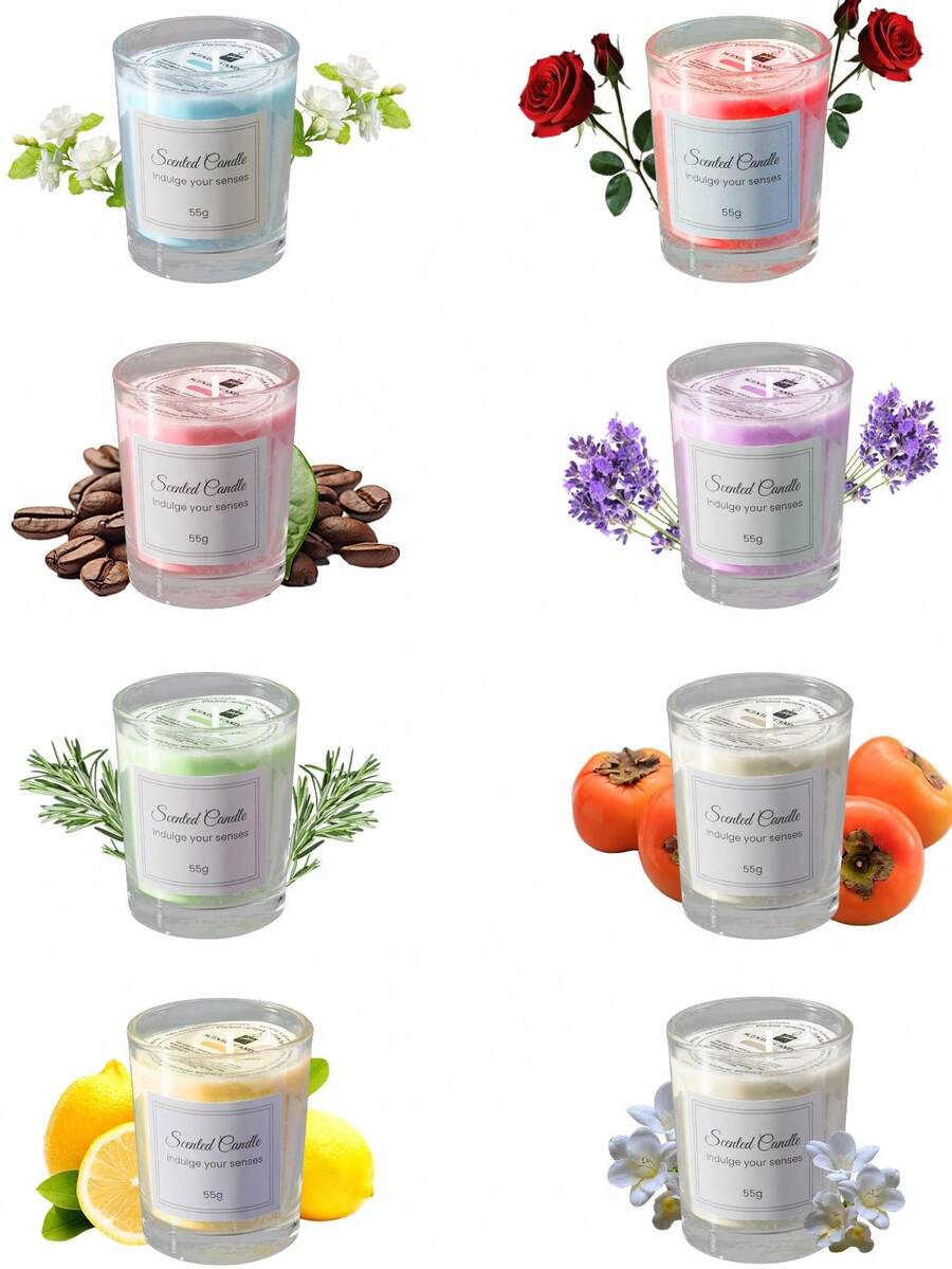 Ins Style Scented Candle Gift Set, Glass Jar Soy Wax Smokeless Scented Candles, Women Candle Gift Box, Long-Lasting Soy Scented Candles, Home Fragrance, Room Decor, Birthday, Thanksgiving Gift, Ideal For Gifting To Family And Friends - Multicolor - View 1