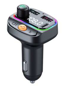 1pc Black ABS Car Bluetooth Player With Car Charger Function, Transmits Phone Music To Car Audio, Compatible With 12-24V Cars