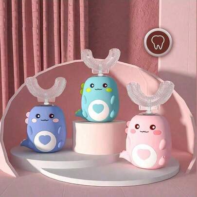 1件套 - 迷你便携式卡通恐龙360°清洁器，360°全口自动清洁，IPX7级防水设计，150mAh电池容量，是送给男孩女孩的完美生日礼物。多模式高频振动，搭配IPX7级防水设计，使其成为圣诞节或万圣节送给家人和朋友的完美礼物。