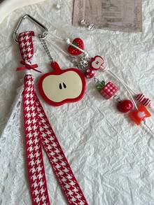 Charms pendentifs de pomme rouge et verte mignons, accessoires de bonbons, porte-clés, décoration de sac à dos