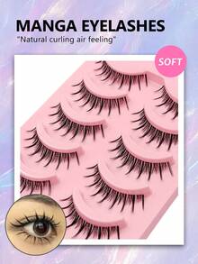 Asiteo 5 Pairs Anime Cosplay Lashes Spiky Manga Style False Eyelashes Natural Makeup Look Doll Eye Lashes Daily & Party - 黑色 - 查看 3