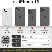 适用于 iPhone 16/15/14/13/12/11 系列透明手机壳，兼容 MagSafe，三层磁性充电壳，iPhone 16 Pro Max 重型防震防摔手机壳，适用于圣诞节、生日、新年礼物、冬季、送给家人、朋友、生日、女朋友、男朋友的礼物，送给家人、朋友、孩子、生日、春季、节日、男朋友、女朋友、情人节 - 無色 - 查看 14