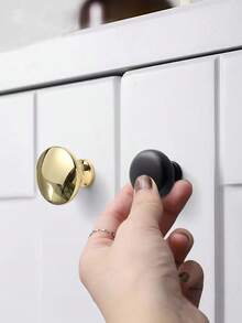 12pcs Simple Round Solid Cabinet Knobs, Suitable For Cabinets, Wardrobes, Drawers, Cupboard Doors, Dressers, Thickened Zinc Alloy Material, Screws Included - Black - View 1