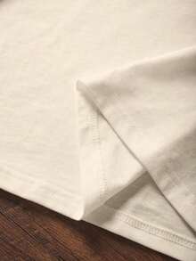 Vintage Camiseta de manga corta con cuello redondo y estampado de letras y montañas, de estilo casual para mujer, para el veranoFashion 100% Cotton - Albaricoque - Ver 4