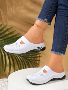 2025春秋新款北京布鞋，厚底镂空凉鞋，软底舒适步行鞋，百搭时尚，舒适不伤脚 - 白色 - 查看 4