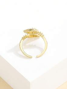 1 Piece Fashionable 14K Gold-Plated Double-Headed White Stone Drop Ring For Women's Daily Wear