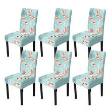 1/4/5/6/7/36 pièces Ensemble de housses de chaise/housses imprimées de canne de bonbon rayée rouge et blanche et de flocon de neige, convient pour la maison, le restaurant, l'hôtel, idéal pour la décoration quotidienne moderne. La nappe s'adapte à une table carrée, la housse de chaise élastique est lavable.