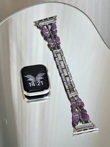 1 件奢华紫色双蝴蝶水钻手链带兼容 38/40/41/42/44/45/46/49 毫米 表带兼容 Ultra1/2/3/SE/Series 11/10/9/8/7/6/5/4/3/2/1（仅限表带） - 紫色 - 查看 15