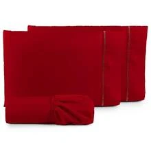 Ponto Palito Bed Sheet Set Kit Single/Double/Queen/King MicroPercal 4 Pieces With Pillowcase 400 Thread Count - Red - View 2