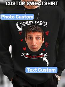 Customizable Personalized Graphic & Text Men's Casual Crew Neck Sweatshirt