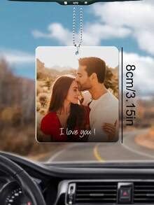 1pc3pcs Customized Photo Acrylic Car Central Control Backpack Pendant, Double-Sided Effect, Personalized With Your Favorite Memories, Perfect For Couples, Friends, Pets, Valentine's Day, Valentine's Day Decor Gifts Birthday Graduation, Home Refresh,Christmas Gift Supplies - Rectangular Ornaments - View 13