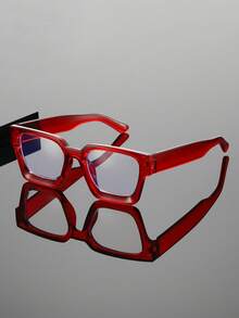 1 pieza Gafas ópticas de plástico con montura cuadrada de moda para hombres, gafas rectangulares clásicas de alta calidad adecuadas para computadora, oficina, decoración, luz, juegos