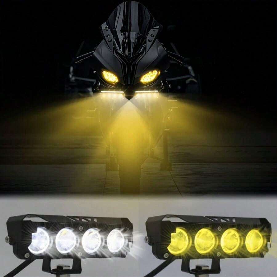 1 Piece - LED Mini Motorcycle Light LED Light Set White And Yellow High Brightness Light, Long Battery Life, Low Energy Consumption, Suitable For Motorcycles, Electric Motorcycles, Cars, Boats Auxiliary Lights, Hard Wired 12-24V, No Battery