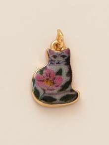 1 Piece Of Cute Printed Cat, Flower, Snail, Piglet, Horse, Pigeon, Moon, Cake Pattern Pendant, Electroplated With 18K Gold, Suitable For DIY Jewelry Accessories, Necklaces, Bracelets, Earrings, Keychains, Bag Chain Accessories, Women's Jewelry Accessories, Gold-Plated Pendant, Trinkets