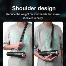 1pc Powerful LED Flashlight, Tactical Rechargeable Flashlight With Built-In Battery, 6 Lighting Modes, 6000m Long Beam Distance, Super Bright Handheld Outdoor Light, Adjustable Zoom, Safety Lighting Flashlight Suitable For Camping, Fishing, Hiking, Hunting, Adventure, Rescue, Mountaineering, Emergency, Work And Other Occasions