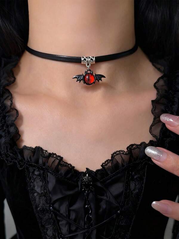 Gotischer Stil Teufel Anhänger Halskette, Hip-Hop Halloween Teufel Halskette Schmuck für Frauen