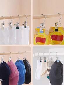 20 Pieces /10 Pieces /1 Pieces Simple Stainless Steel Hook Clip, Multi-Functional Single Hook Clip, Suitable For Pants, Skirts, Dry Windproof Hook Clip, Home Space Saving Organizer, Suitable For Bedroom, Wardrobe, Wardrobe, Home, Dormitory - Multicolor - View 7