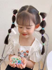 300pcs/Set Girls' Colorful Basic Hair Ties - Scrunchies Ponytail Holders, Damage-Free Hair Accessories For Daily Use - Nhiều màu 2 - Xem 2