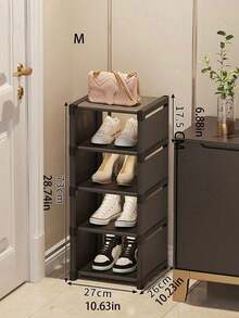 1pc Removable 3/4/5/6/7 Tier Shoe Rack, Black/White, Home Use Shoe Storage Organizer, Entryway Shoe Shelf, Dust-Proof Shoe Cabinet, Large Capacity Space Saving Shoe Rack - Multicolor - View 4