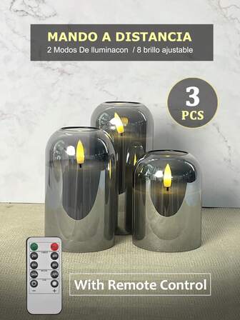 3 件套无焰蜡烛灯，带定时器/遥控器，电池供电，LED 许愿蜡烛灯，浪漫氛围装饰灯，无烟电子 LED 蜡烛，桌面装饰灯，温暖的蜡烛火焰，适用于圣诞节、情人节、万圣节、家居、求婚、婚礼、礼物、生日装饰、派对