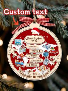 1pc Customized Personalized Travel Adventure Decor, Travel Christmas Decor, Travel Decor, Travel Gift, Couple Travel, Christmas Tree Ornament, Christmas Decor, Christmas Gift, Ideal Christmas Gift For Friends, Family And Travelers. Personalized Gift, Home Decor, Autumn Decor, Autumn Home Decor, Car Accessories, Christmas, Christmas Home Decor, Christmas Gift, Christmas Decoration - Multicolor - View 8