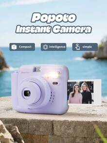 popoto Popoto Instant Camera Bundle With Instant Mini Films, One-Touch Operation, Selfie Mirror, Retro Design,For Beginners, Features A Built-In Flash, A Center-Axis Viewfinder, And Develops Photos In 30 Seconds, With 10 Instant Mini Films.(Not Include Battery)