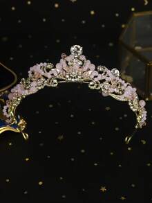 1 pezzo Corona da principessa rosa dolce con perline, copricapo da sposa con strass scintillanti, accessorio per concorsi di bellezza - Multicolore - Visualizzare 13