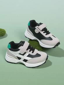 1双时尚舒适的儿童运动鞋，新款春秋季女童百搭运动鞋，男童软底防滑跑步鞋，休闲鞋，适合上学、运动、四季穿着，幼儿学步鞋，圣诞节礼物 - 黑與白 - 查看 2