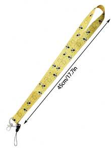 1pc Cute Bee Teacher Neck Lanyard With ID Badge Card Holder,Metal Keyring,Cell Phone Rope,Yellow Polyester Cell Phone Lanyard Necklace For ID Badge Card Holder,Keys,Keychain,Great Gift For Women,Teachers,Students,Staff