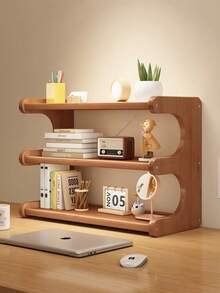 1 Piece Bamboo Storage Rack With Stylish Lacquered Design Multi-Tier Bamboo Countertop Display Rack - Great For Storing Cups, Books And Spices - Great For Kitchen, Living Room Or Office Decor, Office Organization | Modern Bookshelf Designs | Durable Bamboo Bookshelf, Bamboo Bookshelf