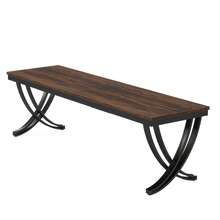 LITTLE TREE Rectangular Dining Table For 6-8, 78 Inch Large Wood Farmhouse Dinner Table With Heavy Duty Metal Legs And Wooden Top For Kitchen Dining Room Living Room, Black & Brown (Only Table) - 黑色和棕色 - 查看 10