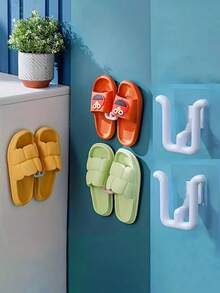 1/2/3 Slipper Hooks, Shower Flip Flops Adhesive Storage Rack Saves Space Babouche Adhesive Bracket, Bathroom Shower Flip Shoe Adhesive Organizer, Bathroom Shower Flip Shoelace Adhesive Storage Rack Saves Space, Storage Rack, Space Saving Dishwashing Cloth - Multicolor - View 18