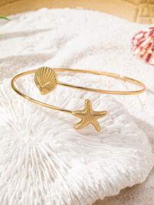 1 Pc Starfish Shell Wrap Design Upper Arm Cuff Arm Bangle Women Sea Beach Style Arm Band