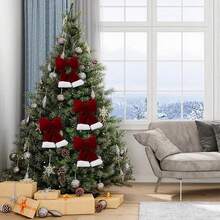Laços de Natal, Decoração de Guirlanda de Laços, Laço Grande para Topo de Árvore de Natal, Laços de Árvore de Natal, Guirlanda de Laço, Artigos para Festa, Enfeites de Natal para Porta, Lareira, Escadas, Corrimão, Varanda, Laços de Natal, Nós de Laço de Veludo com Punho de Pelúcia Branco Super Macio para Guirlandas, Ao Ar Livre, Embrulho de Presente, Topo de Árvore, Decorações de Festa de Natal para Família no Inverno, Fita de Árvore de Luxo para Decoração, Laços de Guirlanda Portáteis, Fita de Guirlanda Portátil para Decoração de Árvore - Vermelho - Ver 5