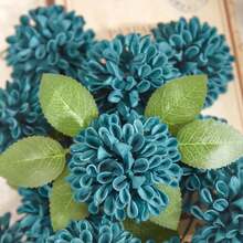 25pcs Blue-Green Artificial Dahlia Flowers For Holiday Celebration, Birthday Party, Graduation Ceremony, Wedding, Large Gathering, Valentine's Day, Thanksgiving - Dark Teal - View 5