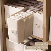 1pc Beige Foldable Crevice Storage Box, Christmas Decoration Storage, Made Of Fabric, Designed To Save Space For Narrow Items, Suitable For Storing Clothes In Wardrobes, Drawers, And Crevice Storage,