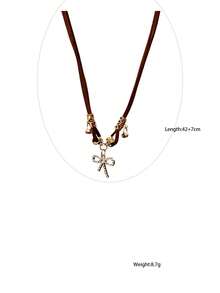 New Retro American Style Bow Layered Necklace, Malachite Collarbone Chain, Popular Sweet & Hot Girl Sweater Chain Accessory