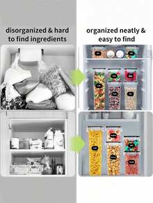 36pcs Airtight Food Storage Containers With Labels And Markings , Capacity For Grains, Pasta, Flour, Sugar - Dishwasher Perfect For Back-To-School, College, And Kitchen Organizations,Storage And Organization,Local Warehouse,Organization And Storage,Christmas Stuff - Blanco y Negro - Ver 6