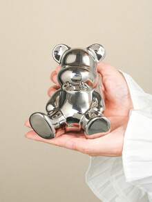 1 Peça Suporte para Escova de Dentes e Organizador de Maquiagem em Formato de Urso Cerâmico, Acessório de Banheiro Útil