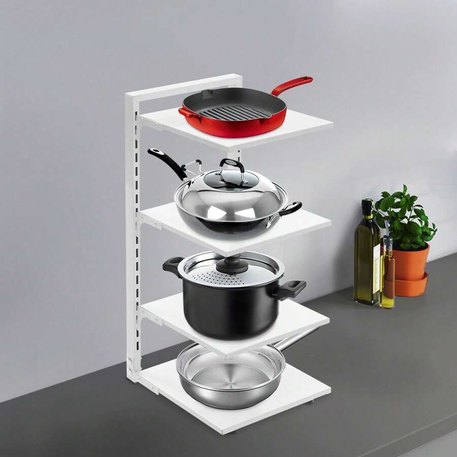 Pot Rack Organizer Pot And Pan Stand Rack Pot Lid Holder - White - View 1