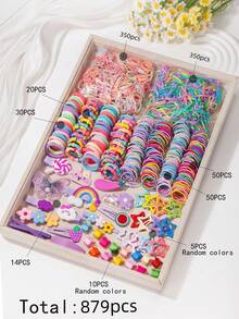 918件/套梦幻女孩发饰套装，包含超大蝴蝶结、星星发夹、可爱动物、彩虹、花朵造型发夹——适合女孩和女士，多种发圈可用于扎马尾、编发等。打造属于你的梦幻发型，日常必备，四季皆宜，美发套装，发带，头饰 - 彩色 - 查看 19