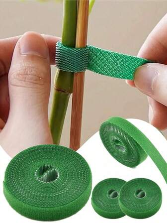 Green Plant-Shaped Gardening Hook Loops For Climbing Plants, Used To Secure And Fix Green Plant Branches, Bouquets, Plant Ties, Plant Wrap Ties, Home Garden Plant-Shaped Tape Hook Loop Bamboo Pole Wrap Accessories, Adjustable Garden Cable Ties - Reusable, Strong Grip Plant Support Straps