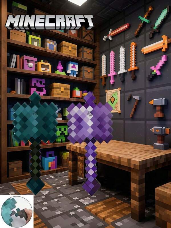 Minecraft A Commemorative Edition Of The Minecraft Series Black Hammer/Enchanted Hammer/Diamond Hammer Weapon Sound Effect Light - Detachable/Two Sound Effects/Gravity Sensing/Light Projection Style Decoration, Suitable For Bedroom Decoration And Relaxation, Perfect As A Christmas And Birthday Gift For Sleep/Computer Rooms, Suitable For Teenagers And Adults, As Well As Themed Parties.