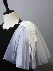 1 对黑色翼形铆钉薄纱肩章深色新娘配饰，30 厘米女士秋装 - 彩色 - 查看 14