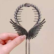 1pc Rhinestone Decorated Scrunchie With Tassel, Multi-Style Hair Claw Clip For Bun, Ponytail, Elegant & Luxurious Hair Accessory, Claw Clips, Hair Claws, Hair Slide, Hair Barrettes