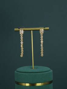 Juego de joyería nupcial de 5 piezas con baño de oro de 18K, diseño de borla redonda de estilo real, con circonita cúbica blanca engastada a mano, que incluye collar, pulsera, pendientes y anillo, adecuado para uso diario y ceremonia de boda, regalo de aniversario de boda