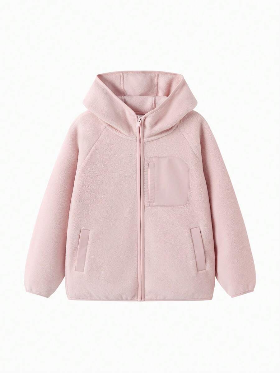 Balabala Tween Girl Fleece Jacket, Autumn Winter Warm Coat For Boys & Girls, Stylish & Cozy - Pink - View 1